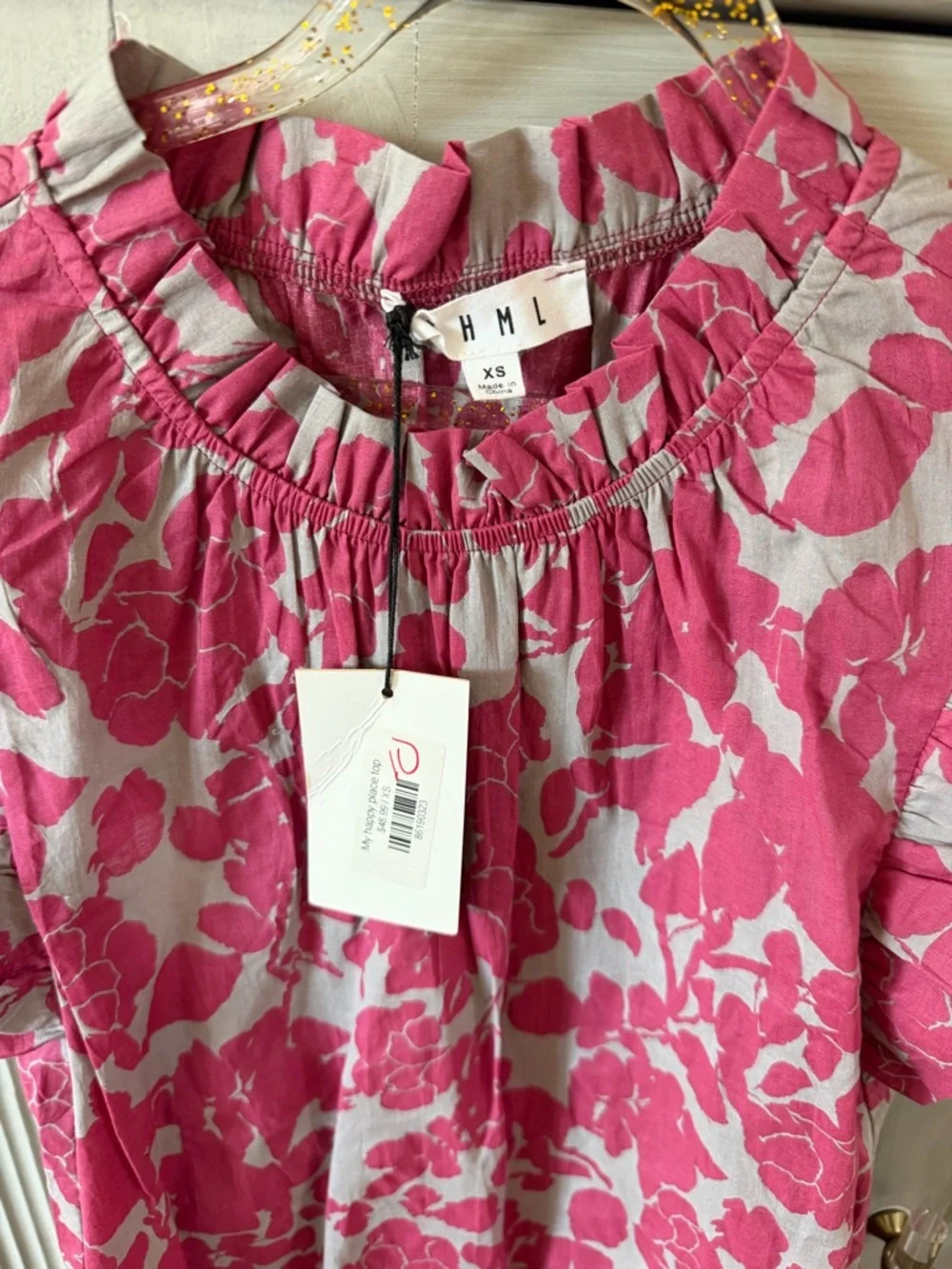 THML Pink Floral Ruffle Sleeve Blouse - Picture 3 of 3
